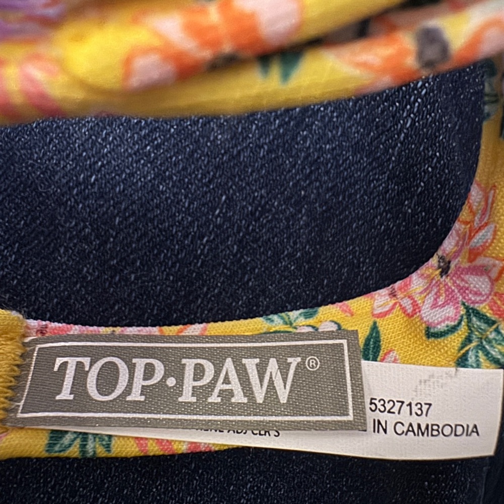 NWT TOP PAW DOG COLLAR Floral Yellow with Gold Paw Charm SMALL 9.5” - 14” NEW - Picture 2 of 10